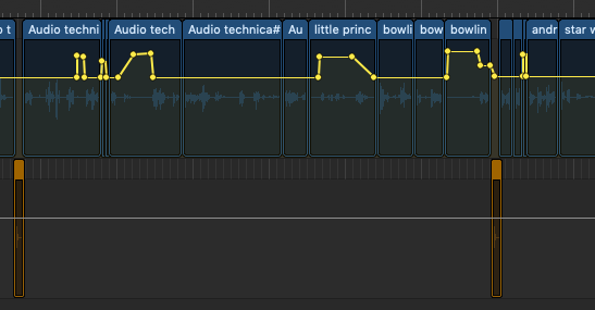 Screenshot of audio levels in GarageBand