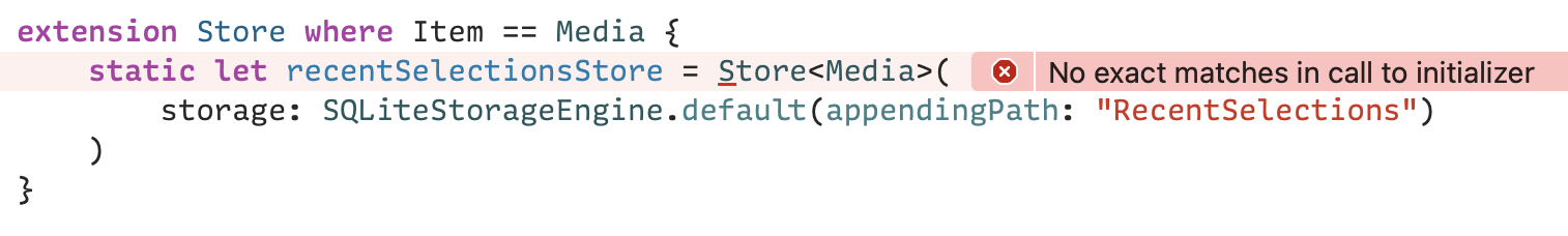An error in Xcode that says "No exact matches in call to initializer"